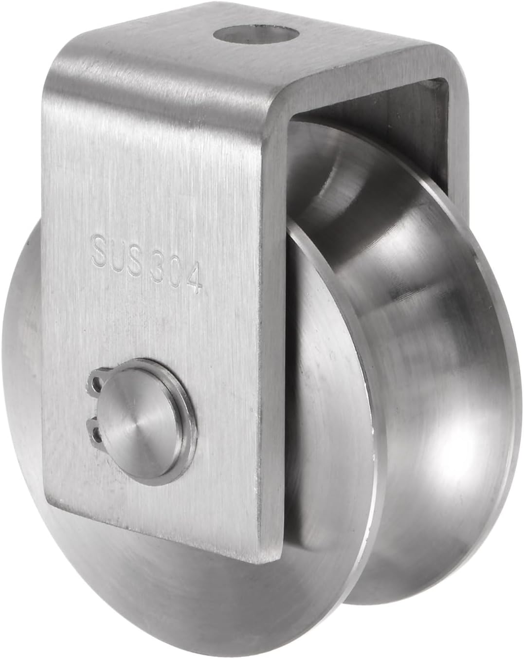 U Groove Wheel Pulley 304 Stainless Steel, 2.7" Dia Track Wheel Pulley Block Loading 2000lbs for Sliding Gate, Industrial Machines, Groove Width 0.98"