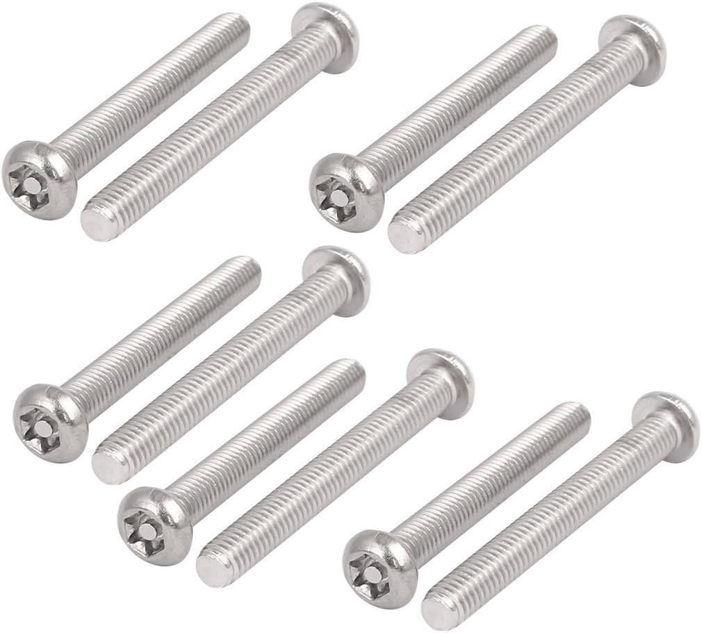 M6x50mm 304 Stainless Steel Button Head Torx Security Tamper Proof Screws 10pcs