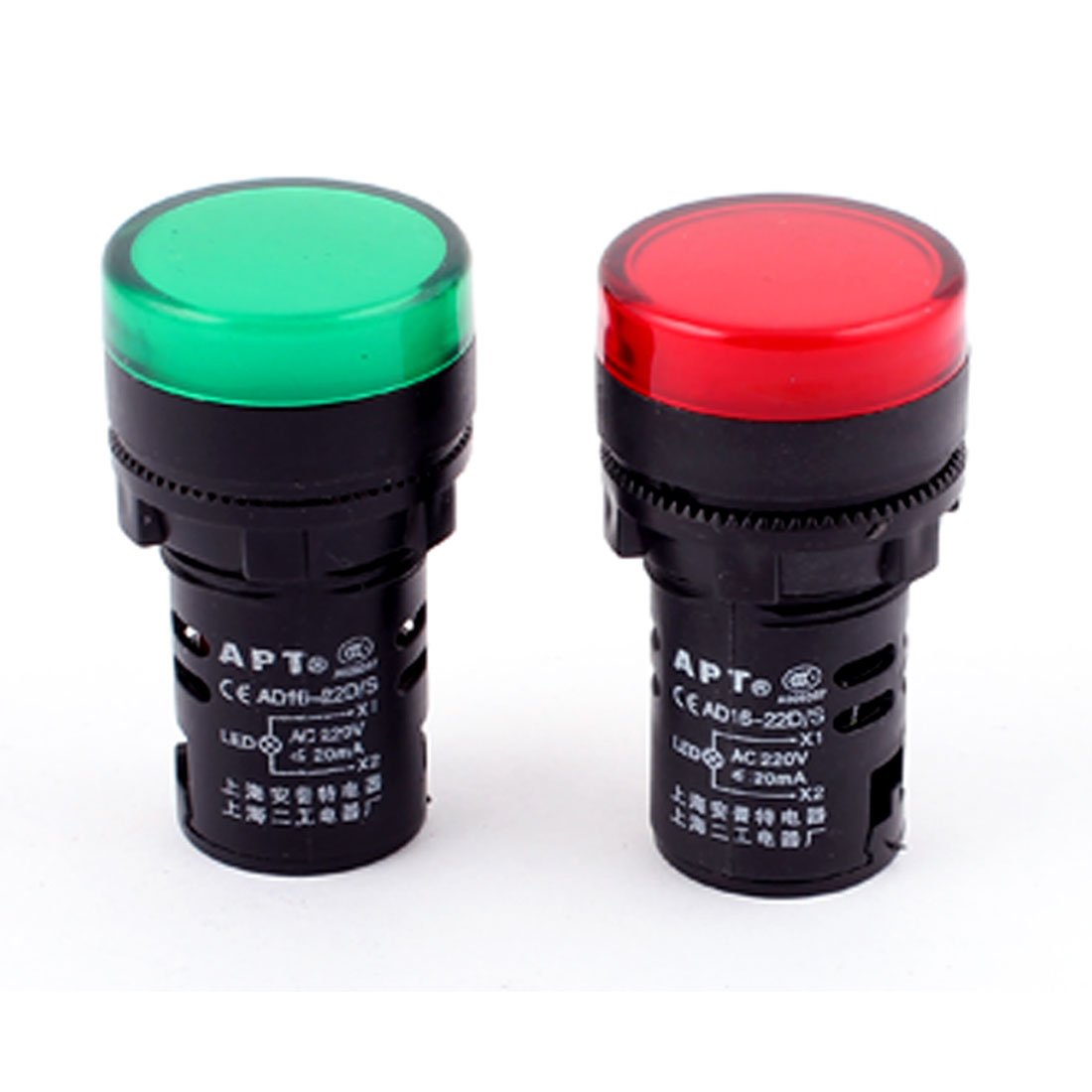 Plastic LED Turn Indicator Signal Neon Lamp Green Light AC 220V 2 Pcs
