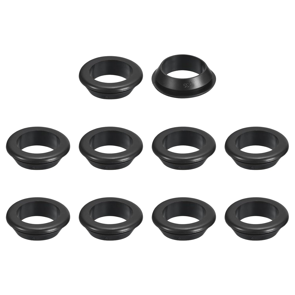 12 Pcs Rubber Grommets, 30mm ID 35mm Drill Hole Double Sided Hollow Firewall Hole Plugs Round Electrical Wiring Gasket, Black