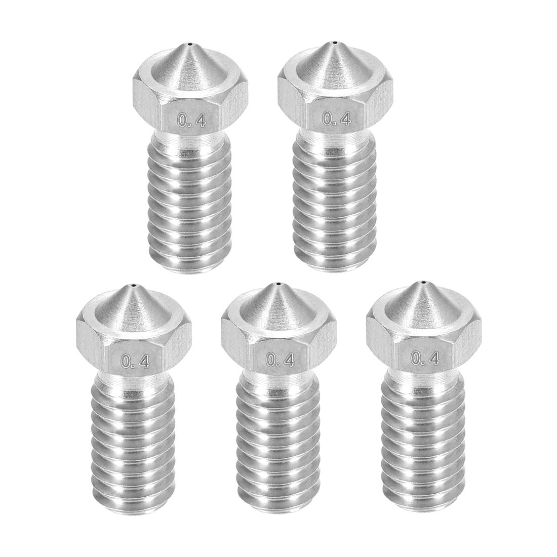 5pcs 3D Printer Nozzle,Stainless Steel V6 Nozzle 0.4mm,Extruder Print Head for Filament 1.75mm V5-V6 M6 3D Printer