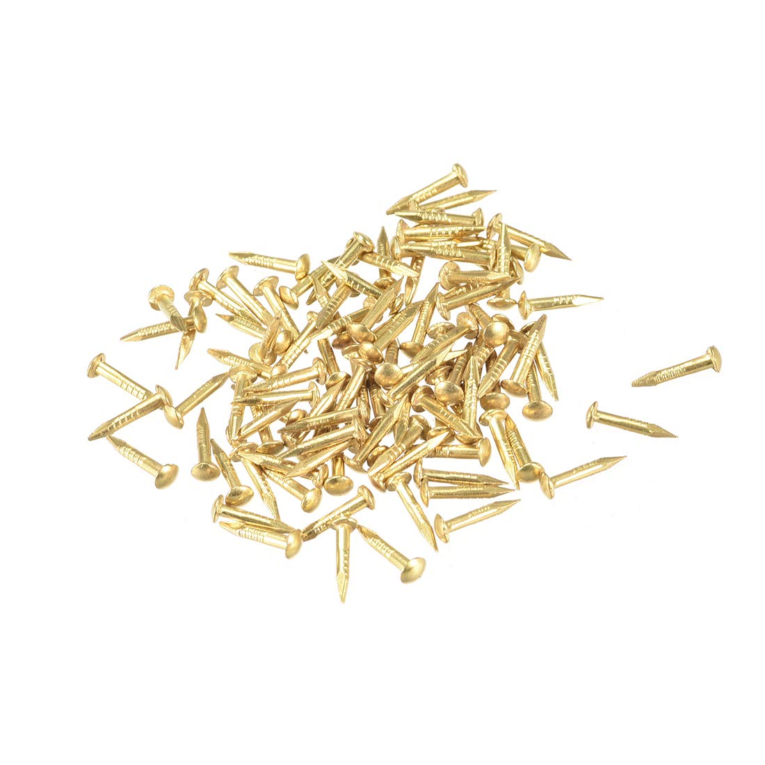 Tiny Brass Nails 1mmX8mm(DXL) for Wooden DIY Decorative Pictures Boxes Household Accessories Brass Tone 150pcs
