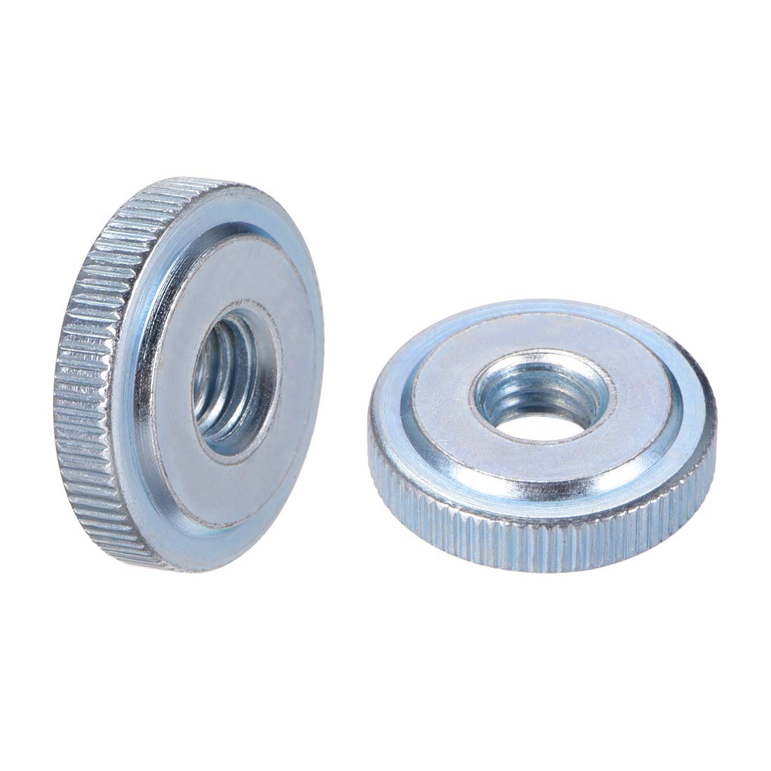 Round Knurled Thumb Nuts Conector Lock Adjusting Nuts, M8 Female Threaded Thin Type, Blue Zinc Plating, Pack of 5