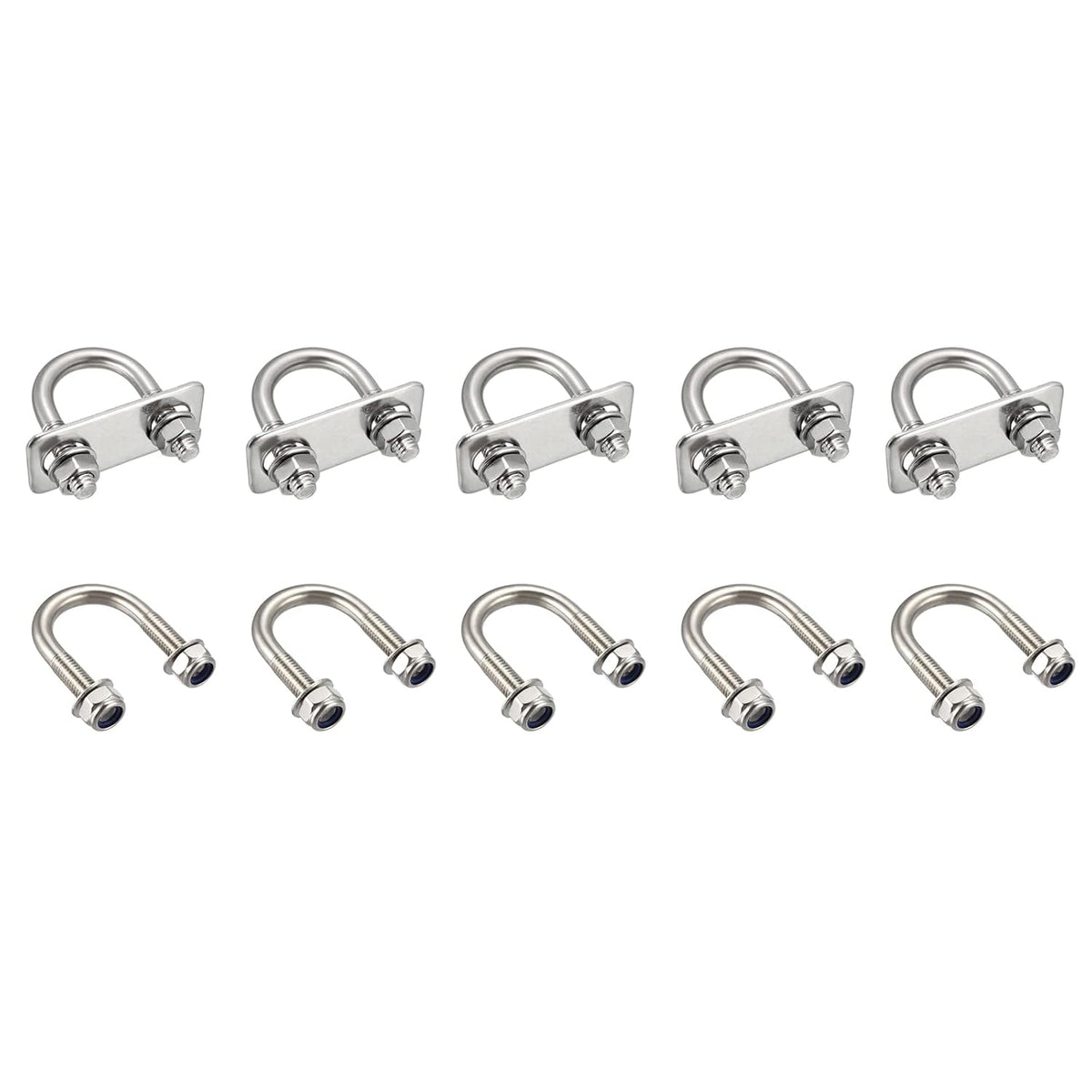 U-Bolts M8 25mm/0.98" Inner Width 6Pcs 304 Stainless Steel with Nuts Frame Straps