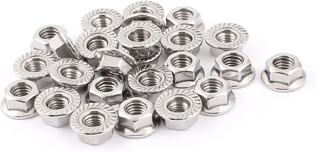25PCS M8 Thread Diameter Stainless Steel Serrated Hex Flange Lock Nuts