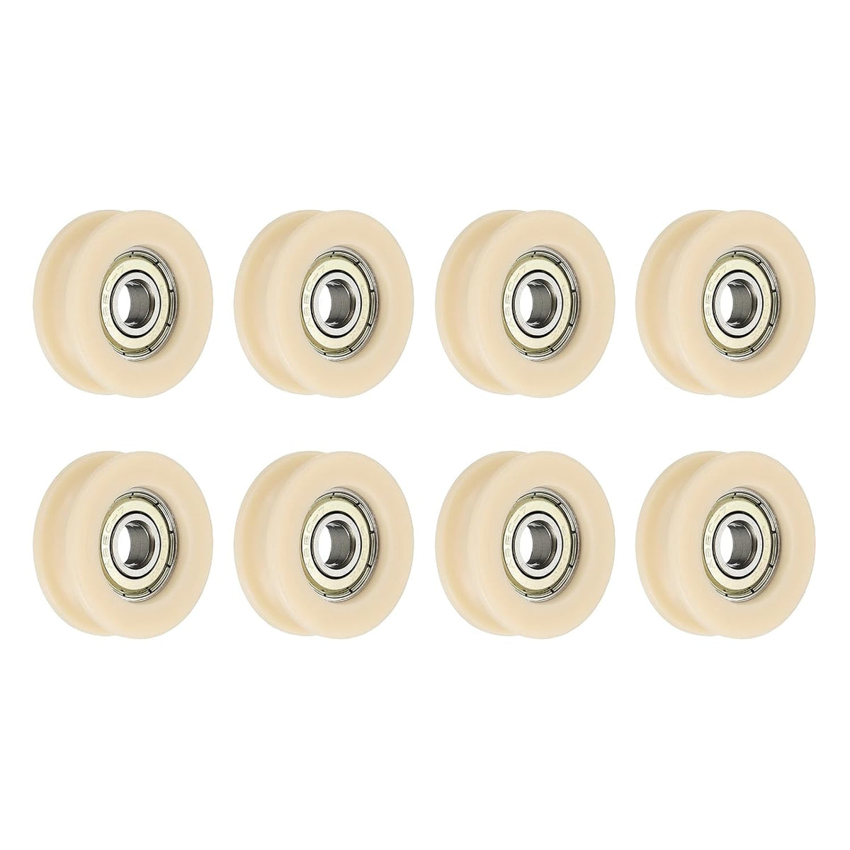 8 Pcs U Type Groove Nylon Plastic Guide Bearing 8x34x12mm, U Type Pulley Roller Wheel Bearing Roller Wheels, (Beige)