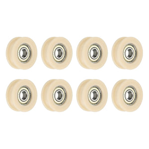8 Pcs U Type Groove Nylon Plastic Guide Bearing 8x34x12mm, U Type Pulley Roller Wheel Bearing Roller Wheels, (Beige)