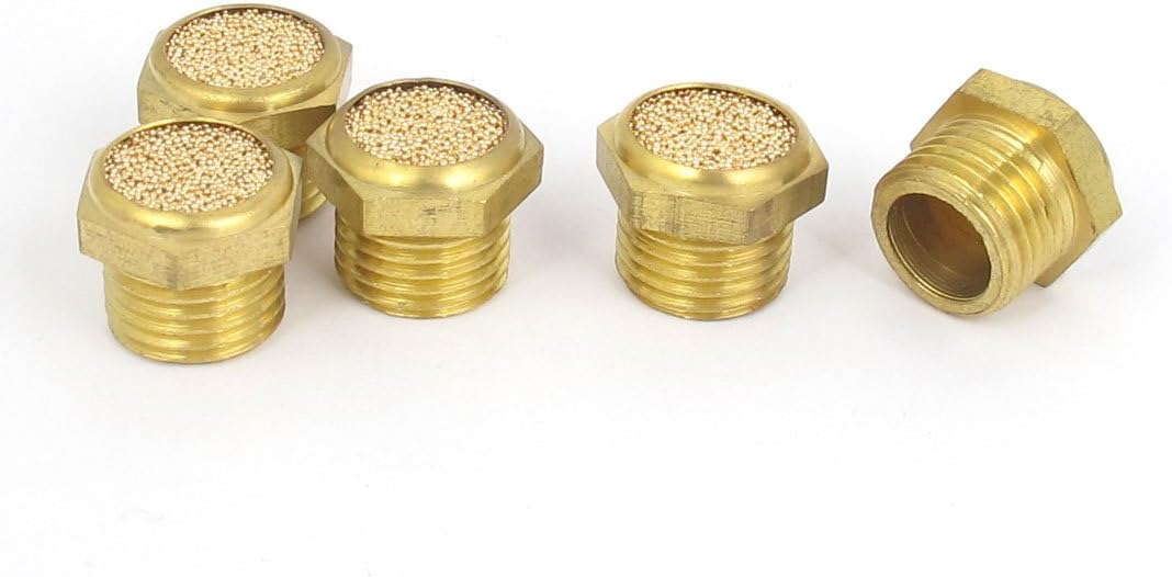 1/4BSP Thread Brass Pneumatic Exhaust Silencer Muffler Fitting 5pcs