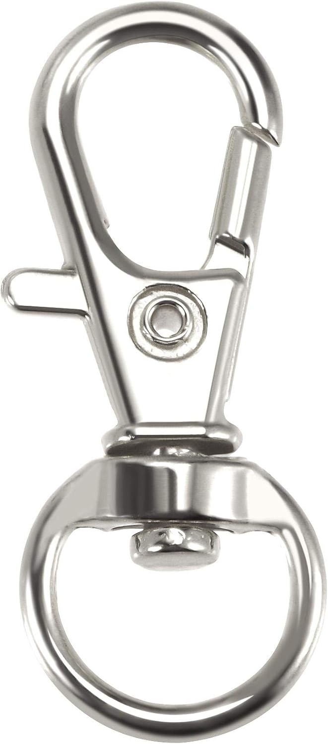 LinkMejor Swivel Clasps Lanyard Snap Hook 32mm Length, Zinc Alloy, Silver, for DIY Crafts Keychains, 50pcs