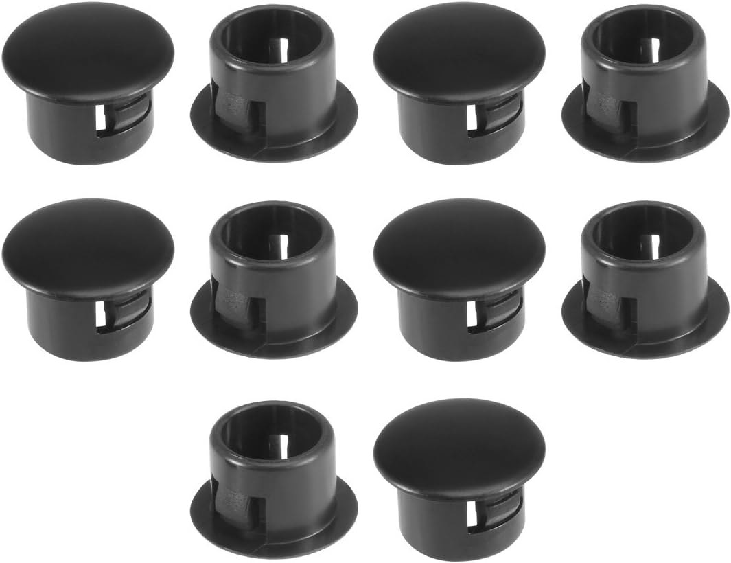 Hold Plugs,10pcs 12.7mm x 9mm Black Nylon Round Snap Panel Locking Hole Plugs Cover