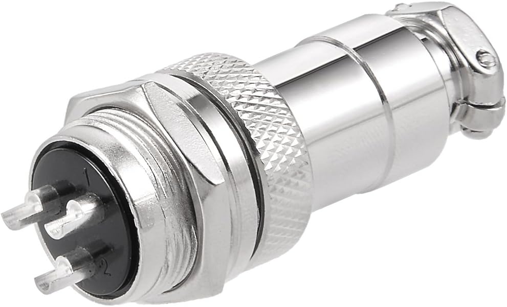 Aviation Connector Plug, 20mm 3P 10A 150V GX20-3 Waterproof Male Wire Panel Power Chassis Metal Fittings Aviation Wire Connector Socket Silver Tone