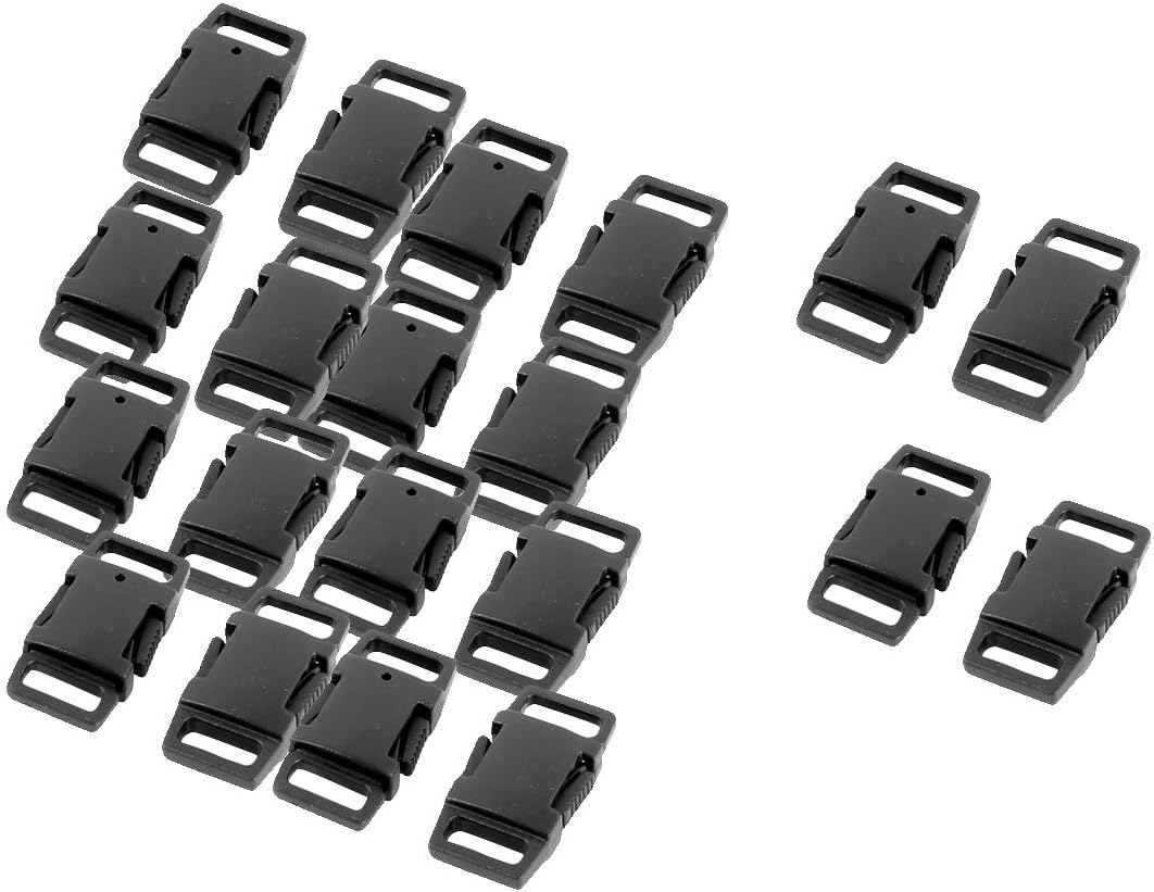 LinkMejor Plastic Handbag Strap Double Side Quick Release Buckle Fastener 20 Pcs Black