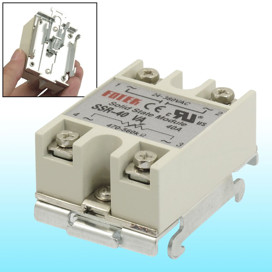 SSR-40VA 40A Solid State Relay Voltage Resistance Regulator SSR W DIN Rail Base