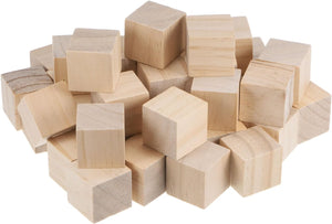 Wood Blocks for Crafts, 50pcs 1 3/8 Inch Unfinished Wooden Cube Pine Wood Square Block for DIY Craft Projects