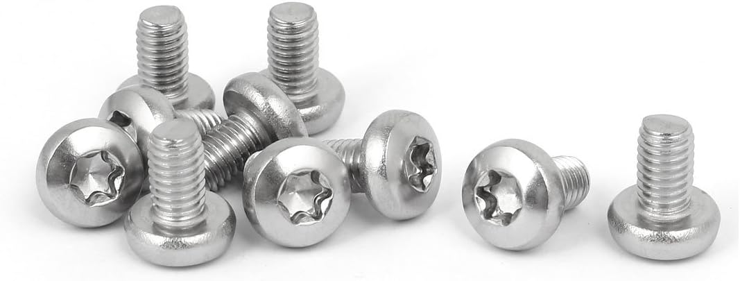 M6 x 10mm 316 Stainless Steel Round Torx Head Machine Screw Silver Tone 10pcs