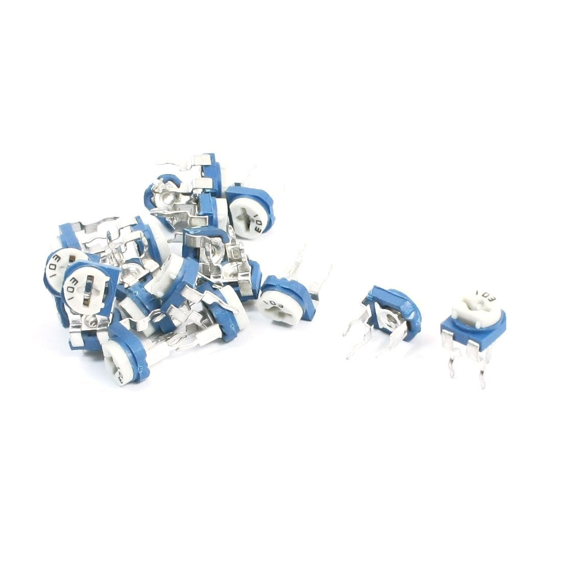 20Pcs Blue White Horizontal Trimmer Resistor Potentiometer 103 10K Ohm