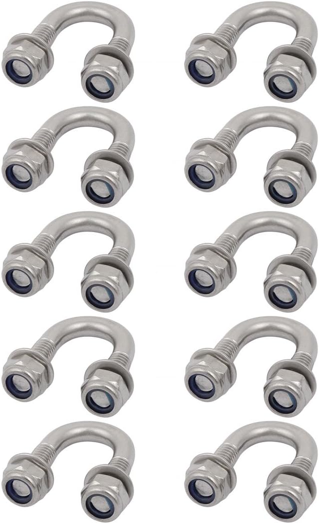 10pcs M6 Thread 304 Stainless Steel Round Bend U Bolt for 12mm Pipe Outer Dia