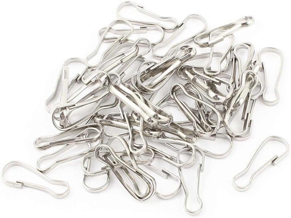 50 Pcs Metal Bag Zipper Pulis Snap Spring Hooks Lanyard 0.6" Length