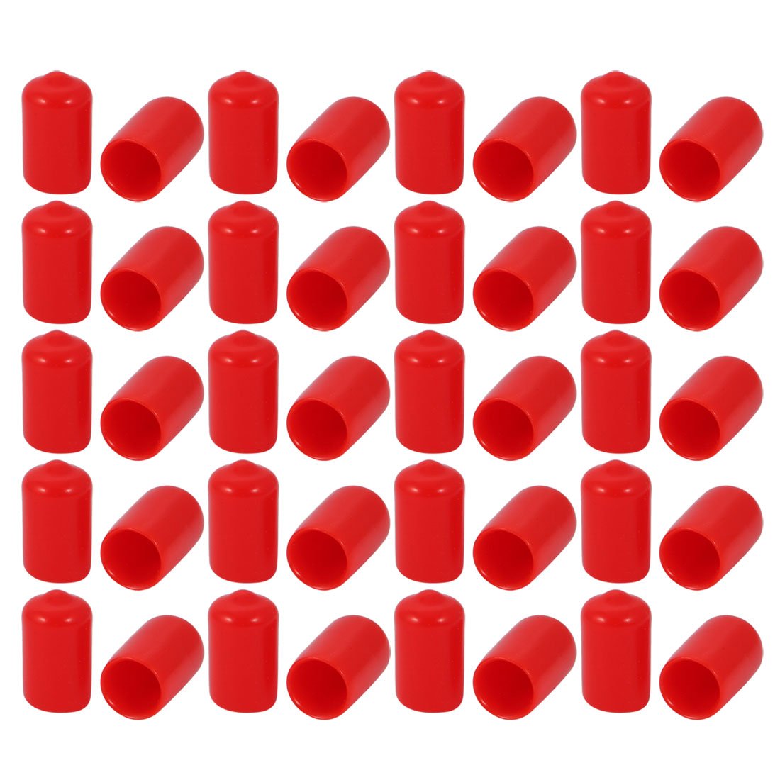40 Pcs 10mm Inner Dia PVC Vinyl End Cap Bolt Screw Thread Protector Red