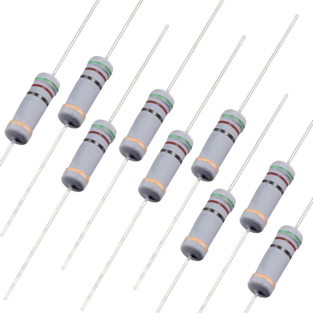 100Pcs 51 Ohm Resistor, 1W 5% Tolerance Carbon Film Resistors, 4 Bands for DIY Electronic Projects and Experiments