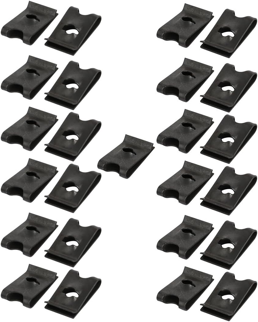 25pcs Spring Steel Speed Fastener Extruded U Nut Black for M4 / ST4.2 Screw Bolt