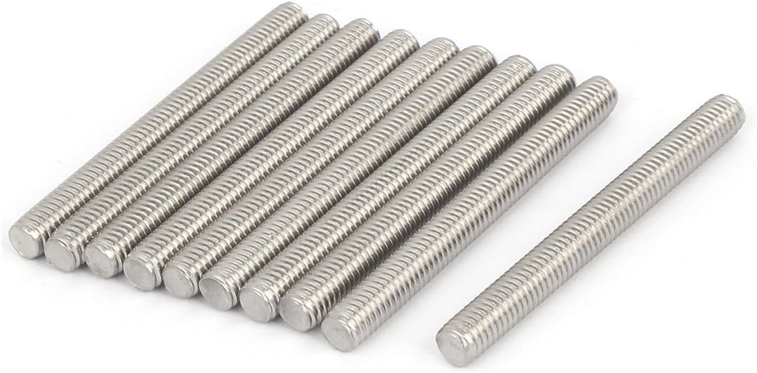 M6 x 60mm 304 Stainless Steel Fully Threaded Rod Bar Studs Hardware 10 Pcs