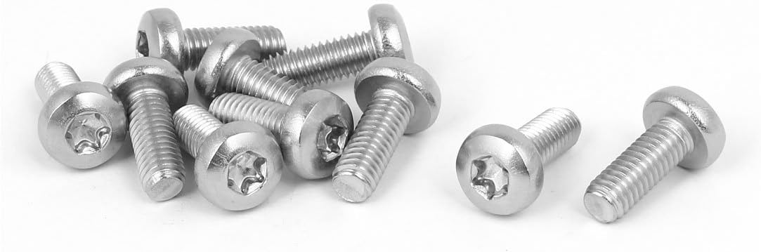 M6 x 16mm 316 Stainless Steel Round Torx Head Machine Screw Silver Tone 10pcs