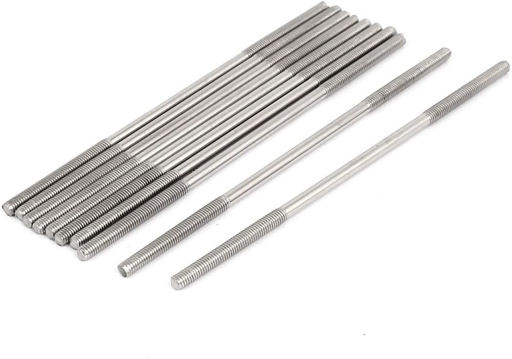M3x90mm 304 Stainless Steel Double End Threaded Stud Screw Bolt 10pcs