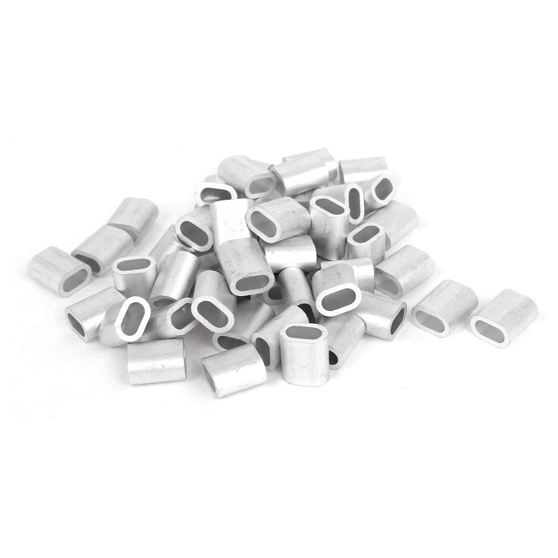 4mm Wire Rope Aluminum Ferrules Sleeves Silver Tone 50 Pcs