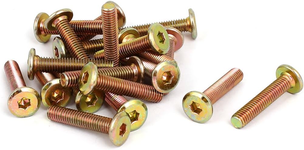 M6x30mm Flat Hex Socket Head Hexagon Furniture Bolts Connector Fastener 20pcs