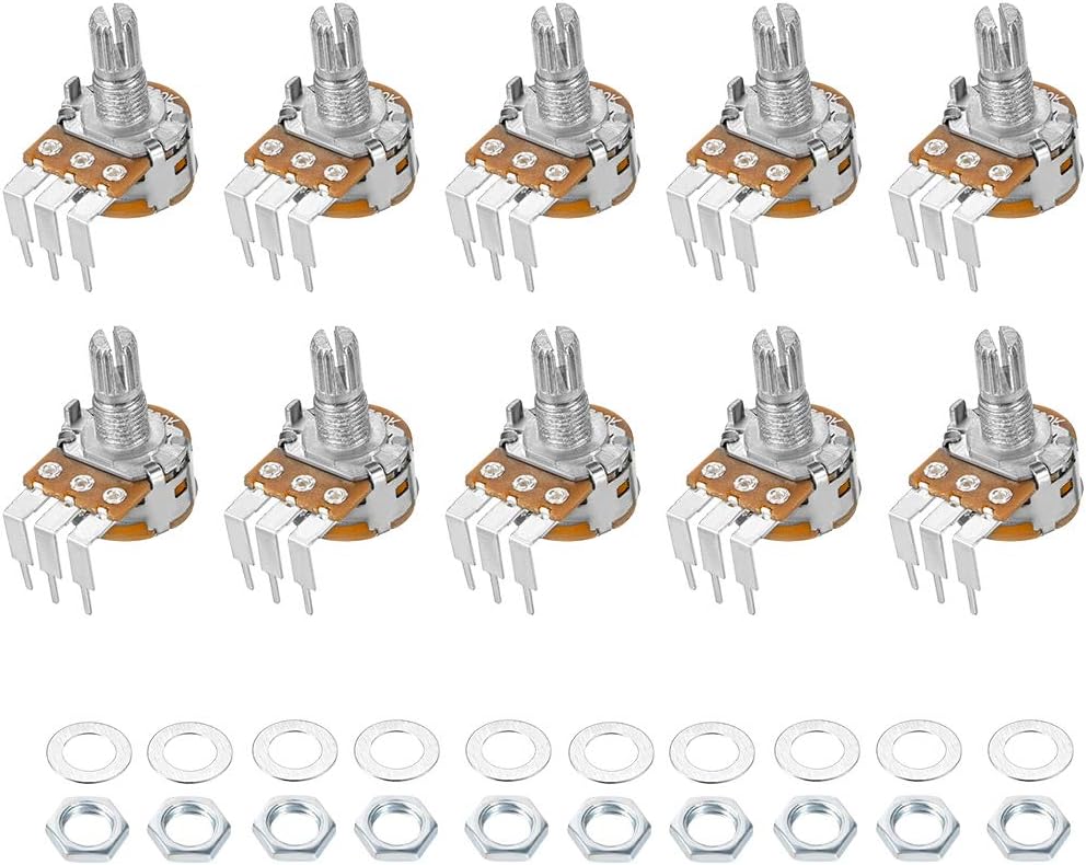 WH148 Potentiometer with Switch 10K Ohm Variable Resistors Single Turn Rotary Carbon Film Taper 10pcs