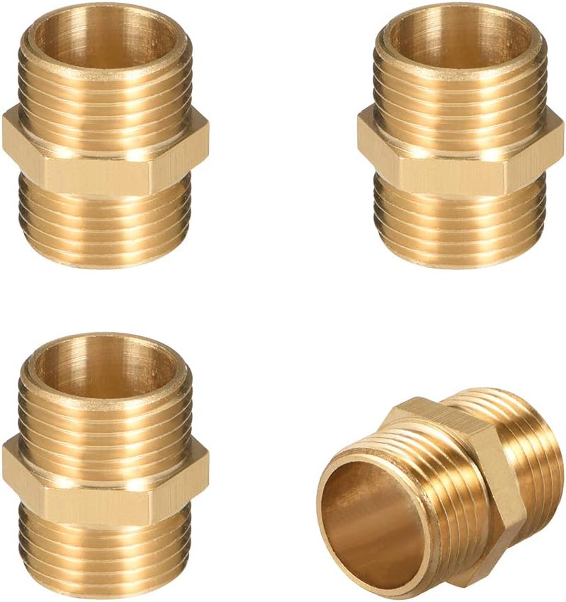 Brass Male to Male Straight Pipe Hex Fitting G3/8 x G3/8 Male Thread Connector 4pcs