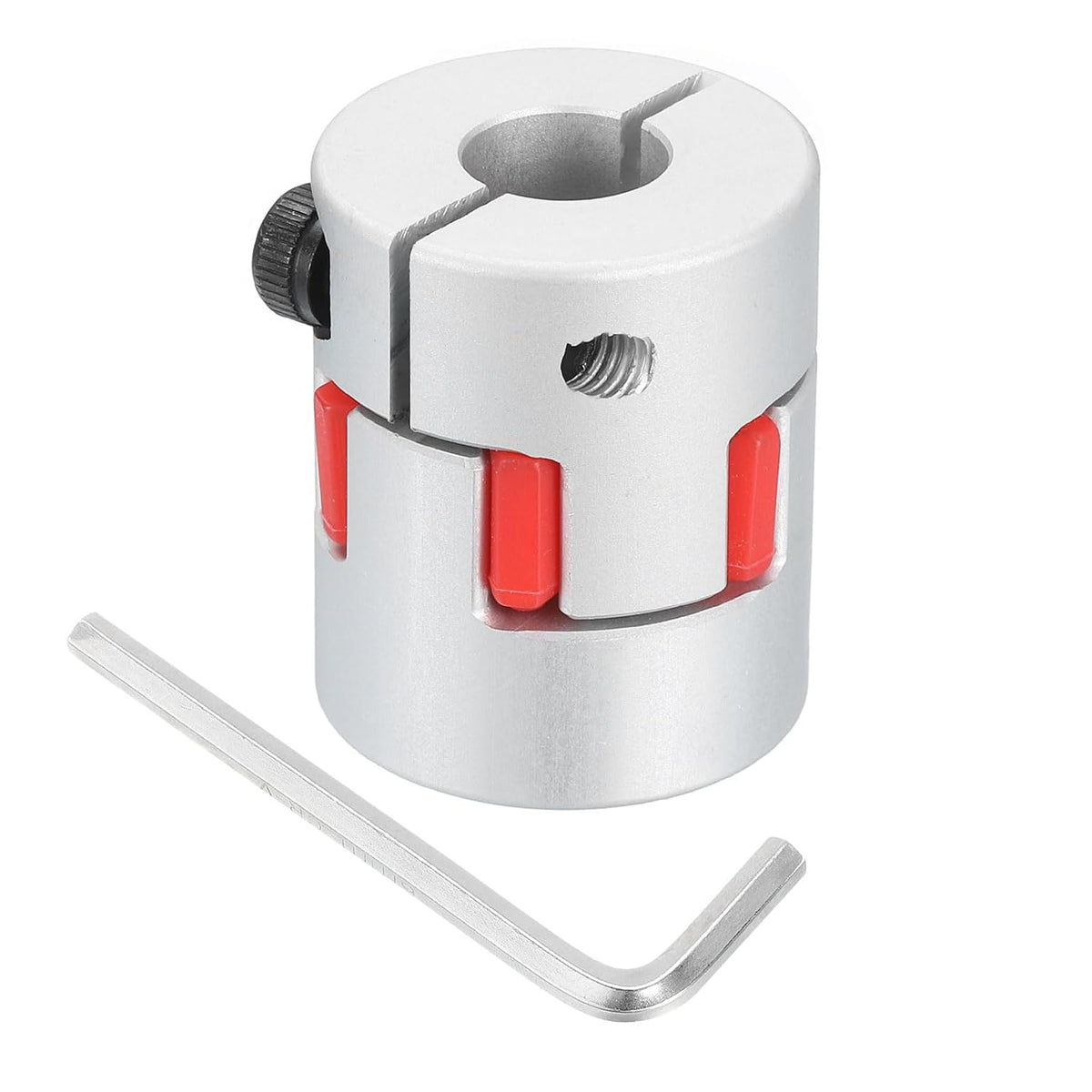 D25 L30 10mm to 10mm Flexible Plum Shaft Coupling Aluminum Motor Connector Flexible Spider Coupler for 3D Printer CNC Machine and Servo Stepper Motor (Silver Tone/Red)