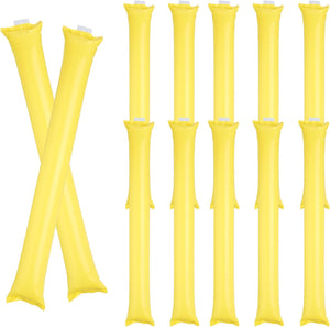 12Pcs Thunder Sticks, Thicken Cheering Team Spirit Stick Clapper, Cheerleading Plastic Inflatable Noise Makers for Sporting Events, Dance Party Favors, Concerts, Yellow