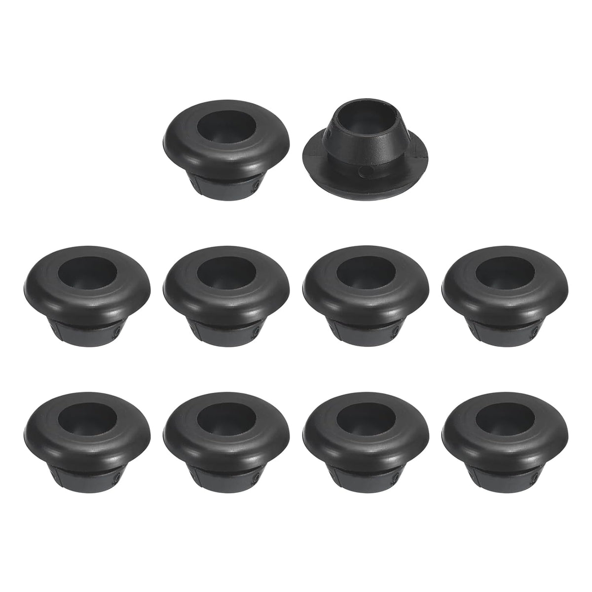 38 Pcs Rubber Grommets, 7mm ID 9mm Drill Hole Double Sided Hollow Firewall Hole Plugs Round Electrical Wiring Gasket, Black