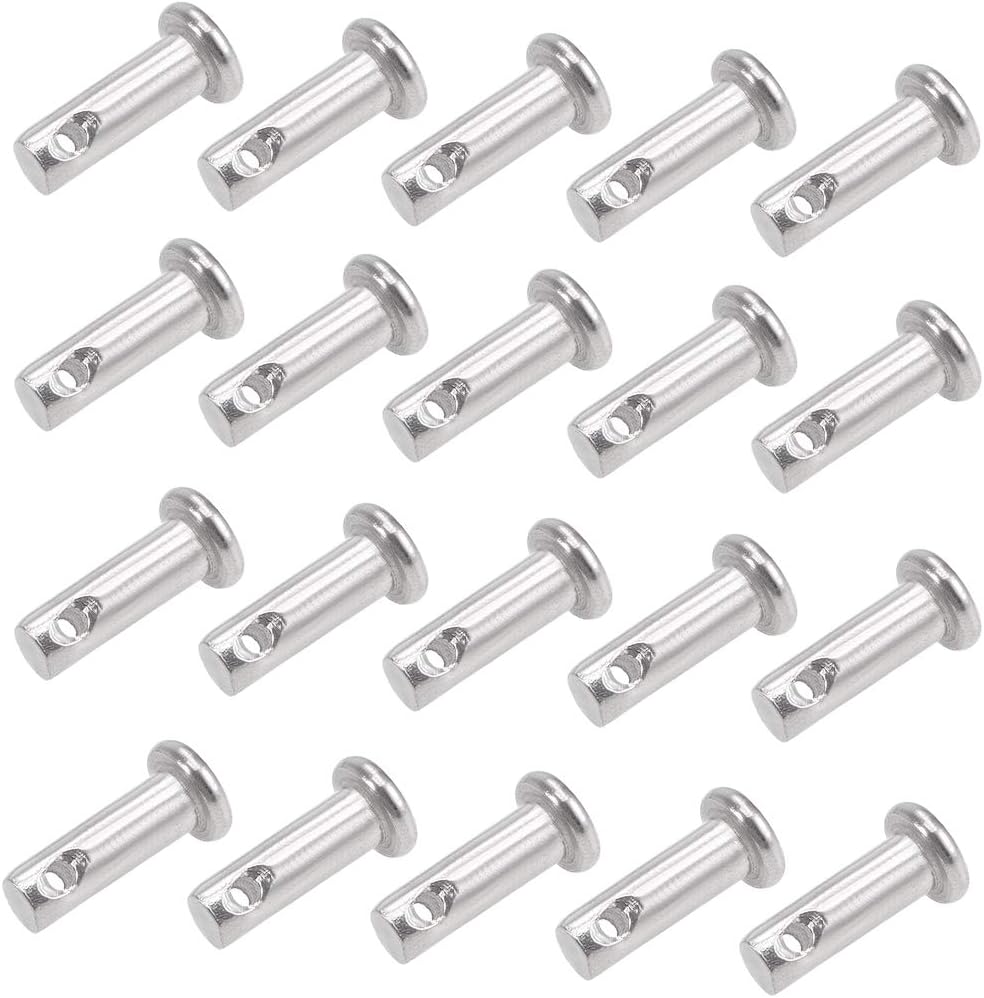 Single Hole Clevis Pins - 4mm X 12mm Flat Head 304 Stainless Steel Link Hinge Pin 20Pcs
