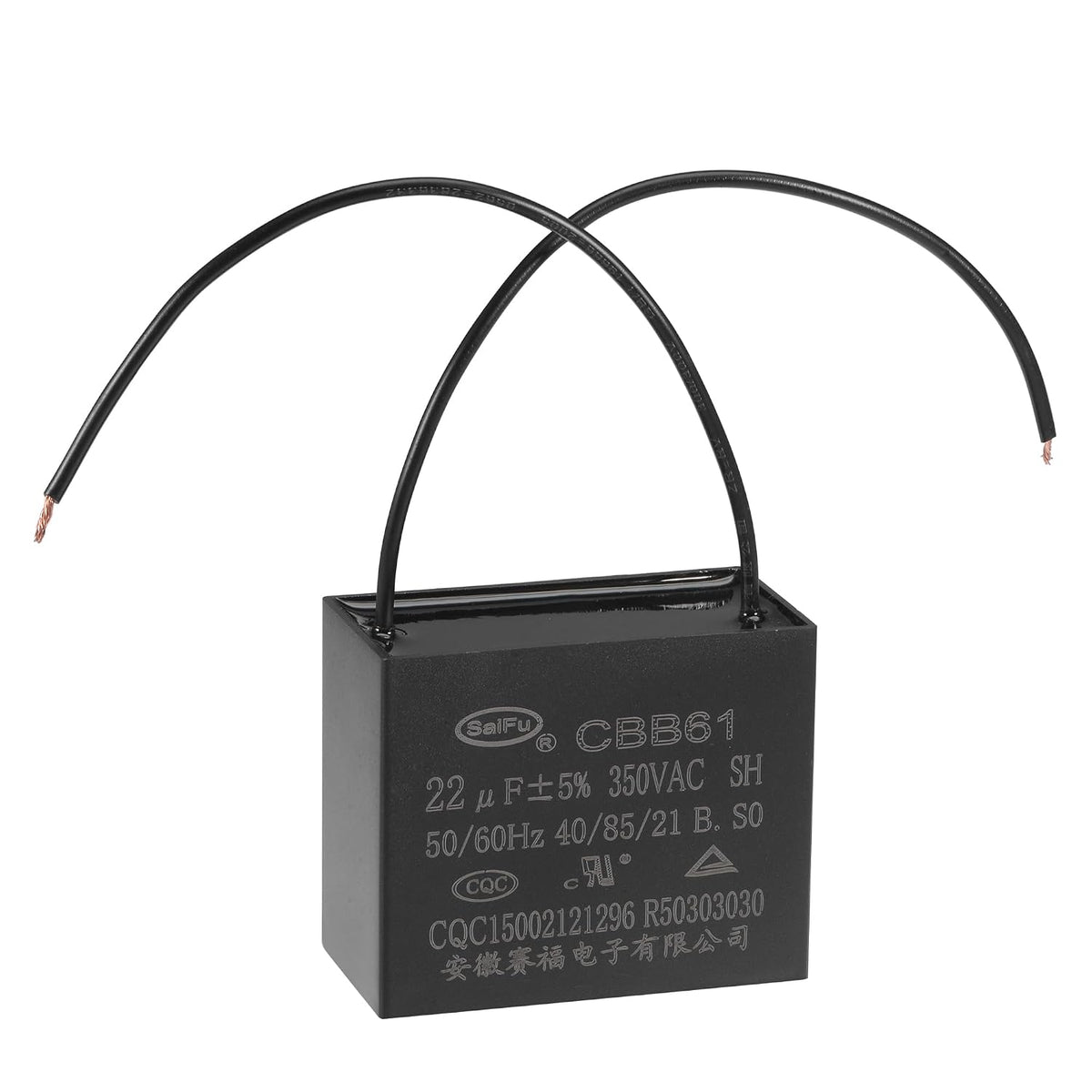 Ceiling Fan Capacitor CBB61 22uF 350V AC 2 Wires Metallized Polypropylene Film Capacitor 58x48x30mm for Electric Fan Pump Motor Generator