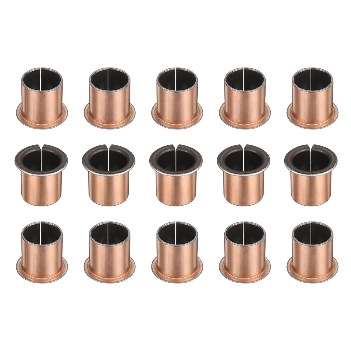 15Pcs Flanged Sleeve Bearings, 20mm Bore x 23mm OD x 25mm Length x 30mm, Sintered Bronze Wrapped Oilless Bushings