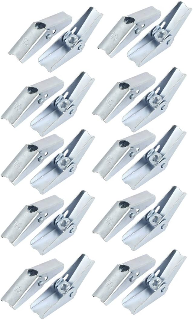 1/4-inch Dia Female Thread Spring Loaded Hollow Wall Anchor Toggle Wing Nut 20pcs