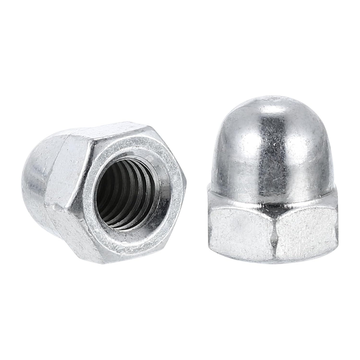 5/16"-18 Acorn Nuts Cap High Crown, 50Pcs Carbon Steel Chrome Finish Dome Cap Head Acorn Nut Hardware Nuts for Bolt Cover, Silvery