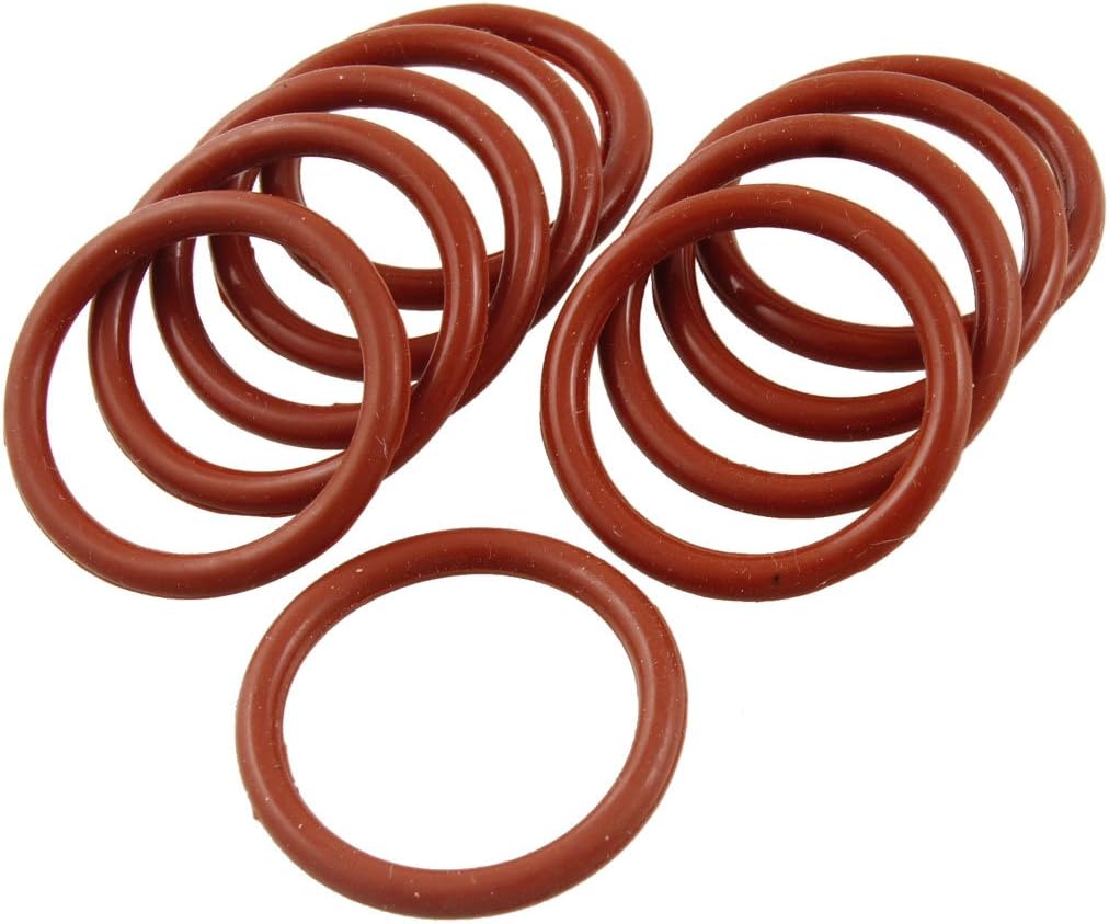 10 Pcs Brick Red Silicone O Ring Seal Washer 24mm x 30mm x 3mm