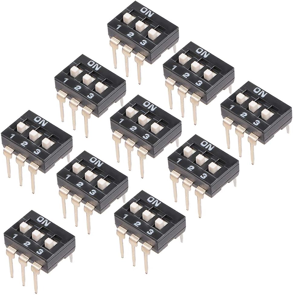 10 Pcs Black DIP Switch 1 2 3 Positions 2.54mm Pitch for Circuit Breadboards PCB