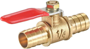 Ball Valve Shut-off Valve, 12mm Hose Barb to 12mm Hose Barb, Hose Pipe Tube Fittings, 180 Degree Operation Handle, Brass Valve, Pack of 1
