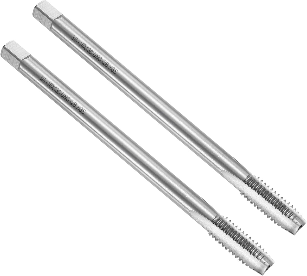 2pcs Straight Flute Screw Taps 3/8-16 UNC 2B Thread 5" Extra Long HSS6542 Machine Threading Milling Tap Tapping Tools