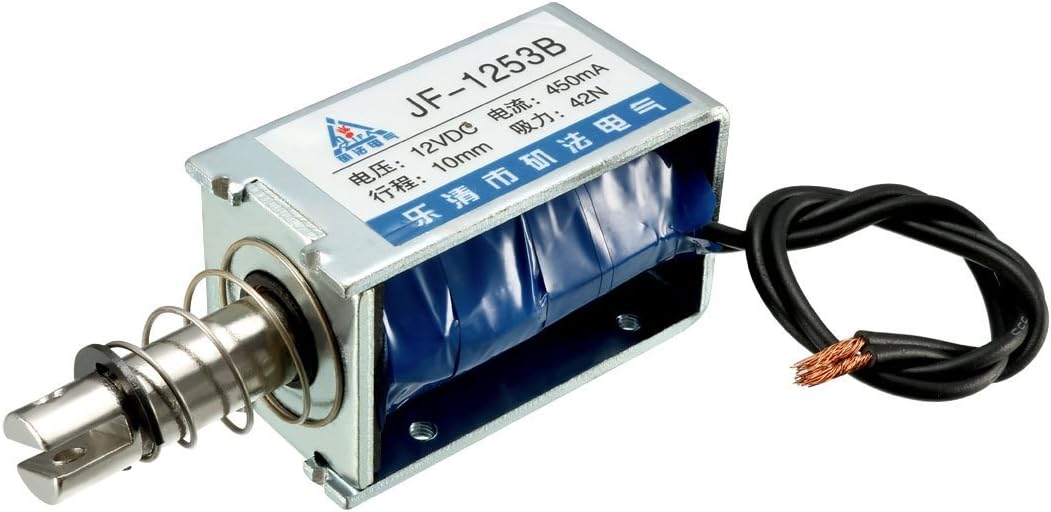 12VDC 42N 10mm Stroke Pull Push Solenoid Electromagnet Open Frame Type Linear Motion JF-1253B