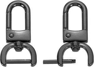 2Pcs Snap Hook Swivel Clasp, 16mm(5/8 Inch) Detachable D-Rings Lobster Clasps, Bag Strap Replacement for Purse Handbags Keychain, Black