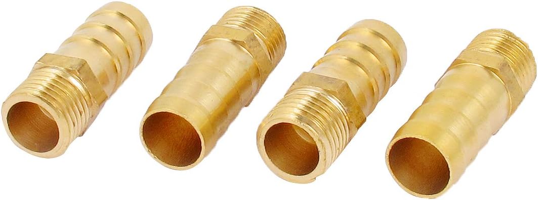 1/4BSP Male Thread 12mm Inner Dia Brass Hose Barb Coupler 4pcs