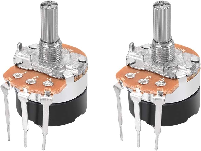 WH138 Potentiometer with Switch B500K Ohm Variable Resistors Single Turn Rotary Carbon Film Taper 2pcs