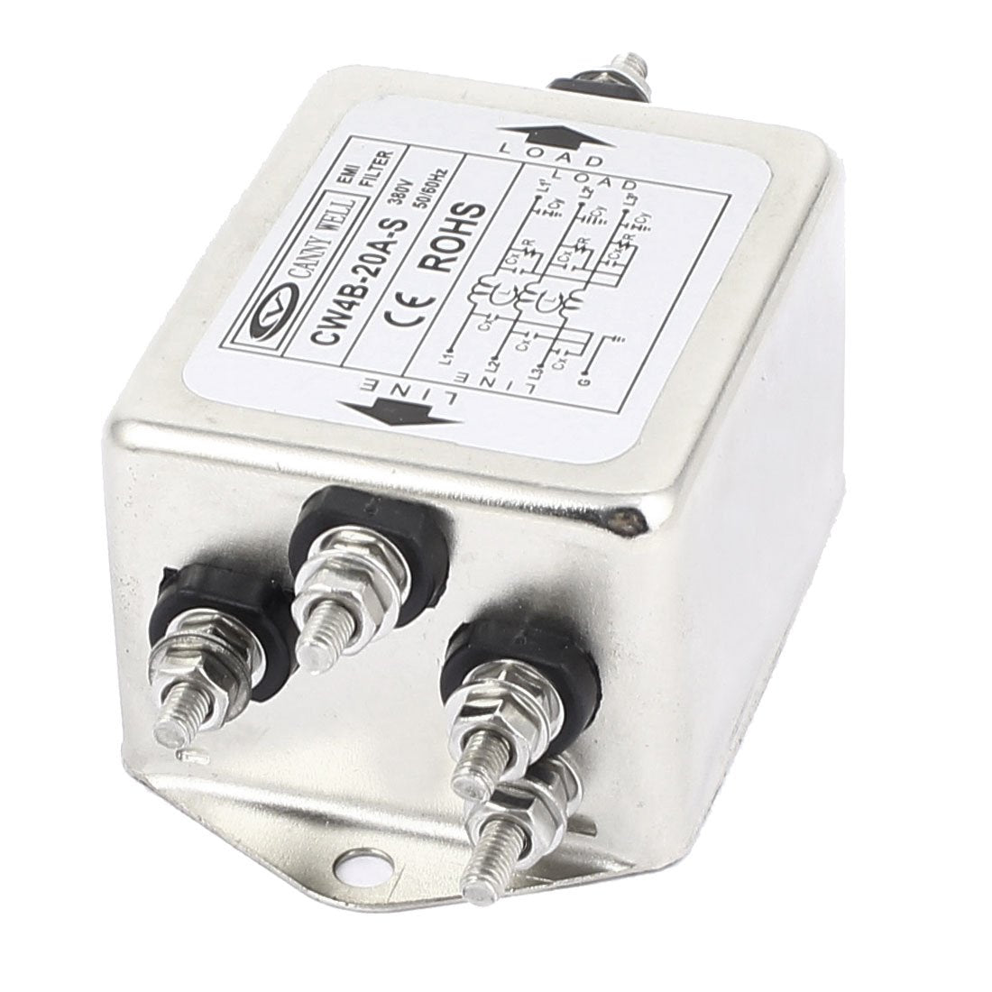 CW4B-20A-S AC 380V 20A 6Pin Metal 3 Phase Suppressor Power EMI Filter