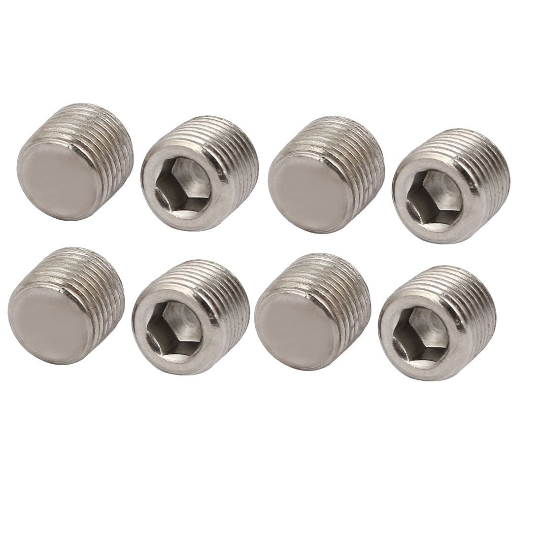 G1/8 Metal Hex Socket Set Flat Point Grub Screws Silver Tone for Towel Rack Door Knob 8pcs